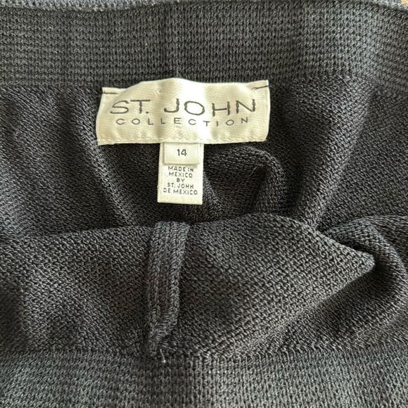St. John Santana Knit Wool Pull On Wide Leg in Black - Picture 2 of 9